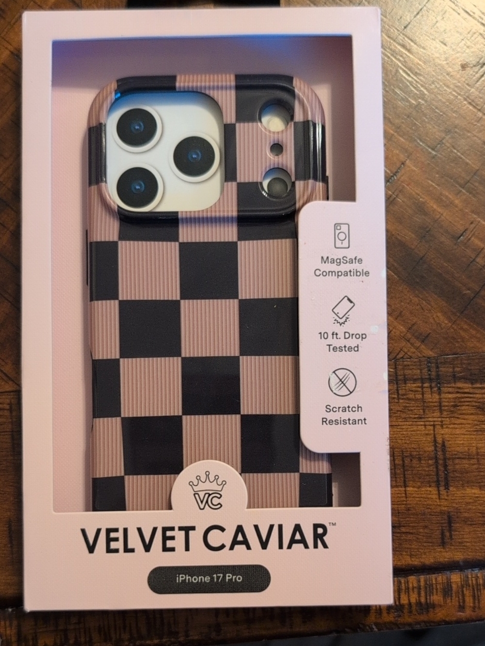 Velvet Caviar Brown and Black Checkered iPhone 17 Pro Case - MagSafe Compatible